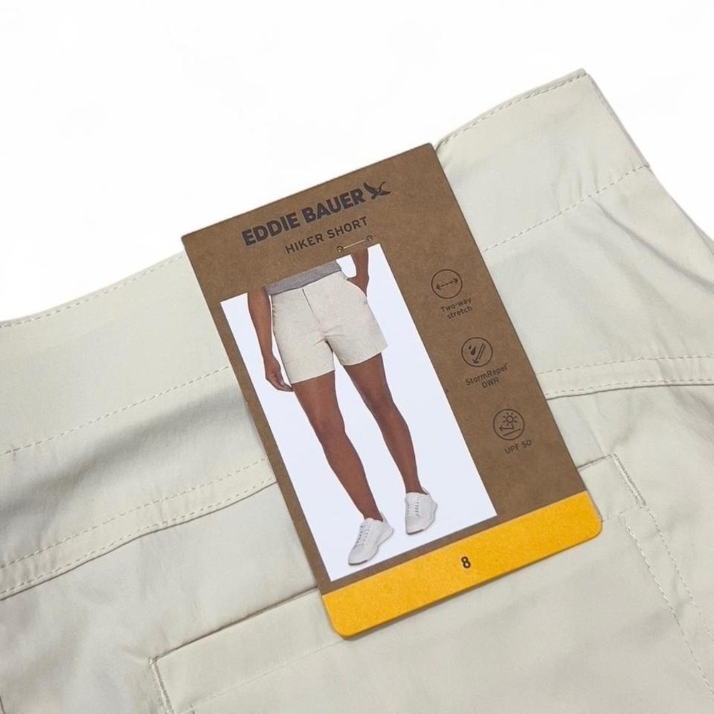 Eddie Bauer Women's 5" Inseam Lightweight Hiker Short Cream Size 8 Outdoor‎ NWT